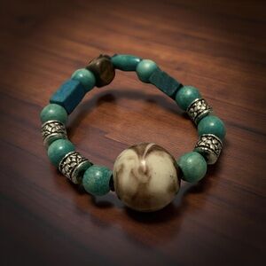 Turquoise and Brown Beaded Bracelet